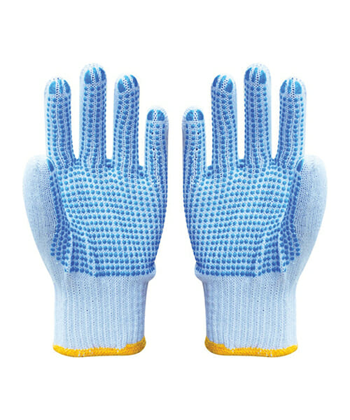 Unisex White And Red Cotton Dotted Hand Gloves
