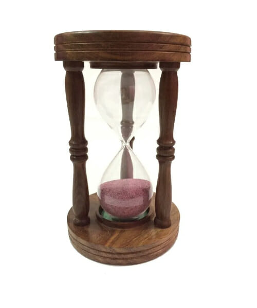 3 Minutes Wood And Glass Vintage Antique Wooden Hourglass