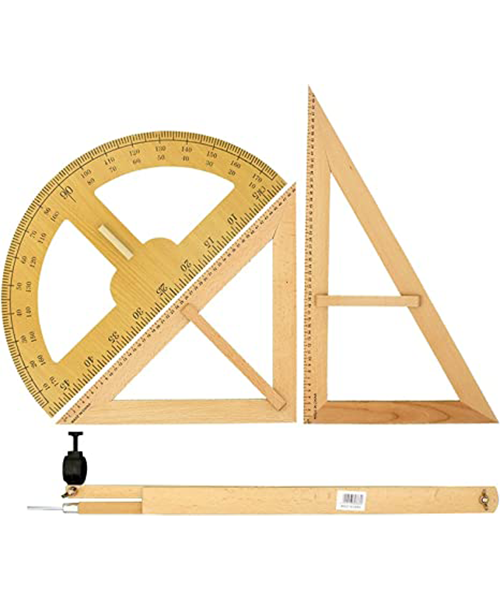 Compass Set Solid Wood Teacher' Triangle Board Ruler Protractor Blackboard Multi-Purpose Compass 50Cm Triangle Ruler Set Large Teaching Aids Compasses Kit